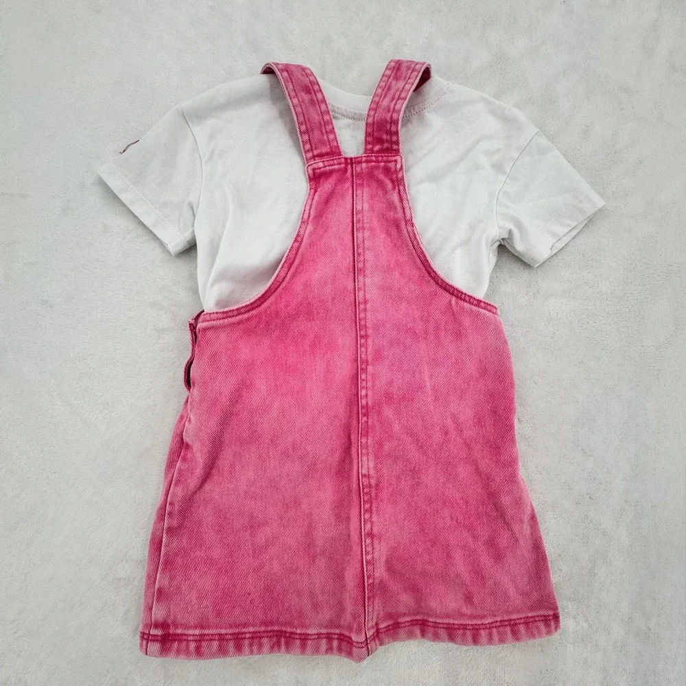 My Little Pony Overall Dress Jumper & Shirt Set Toddler 3T Pink Acid Wash Denim - Picture 6 of 11